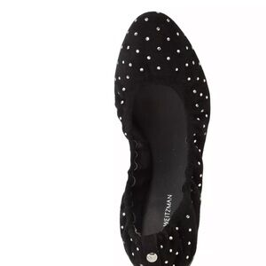 Stuart Weitzman Black and Silver Embellished Flats
